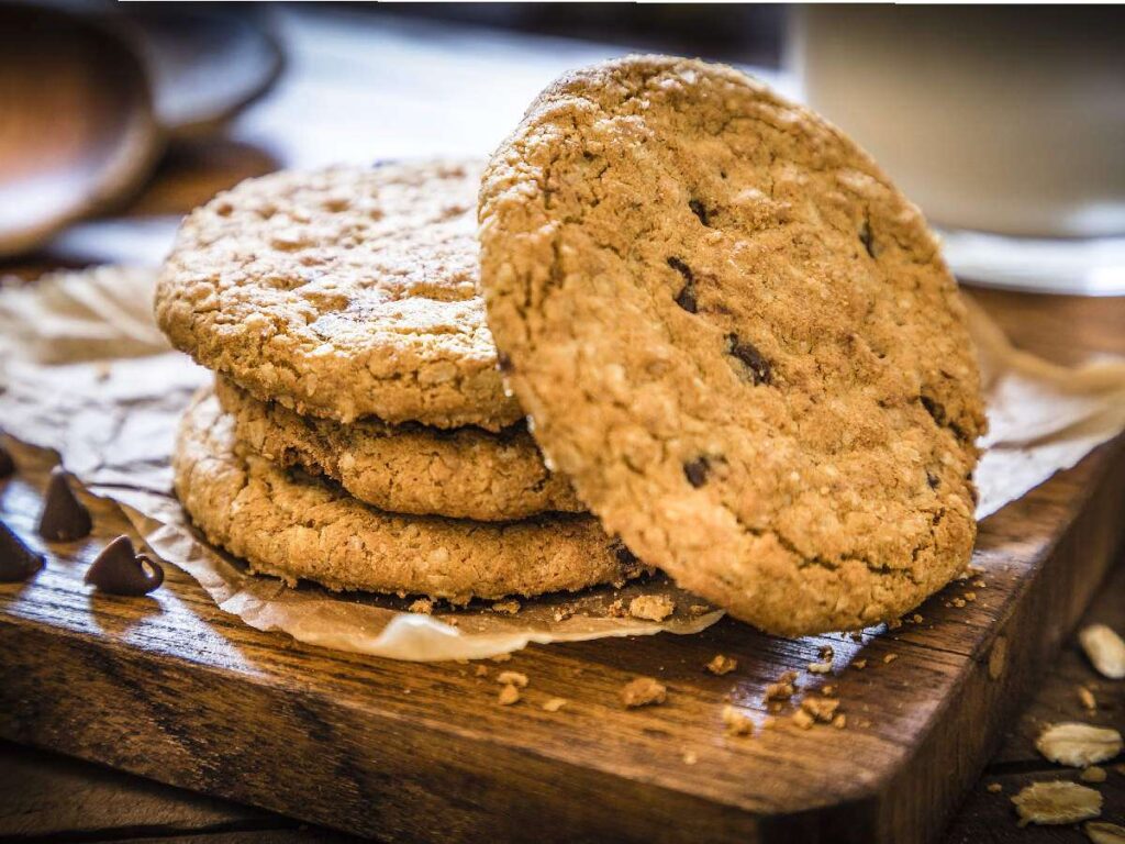 A pile of oatmeal cookies