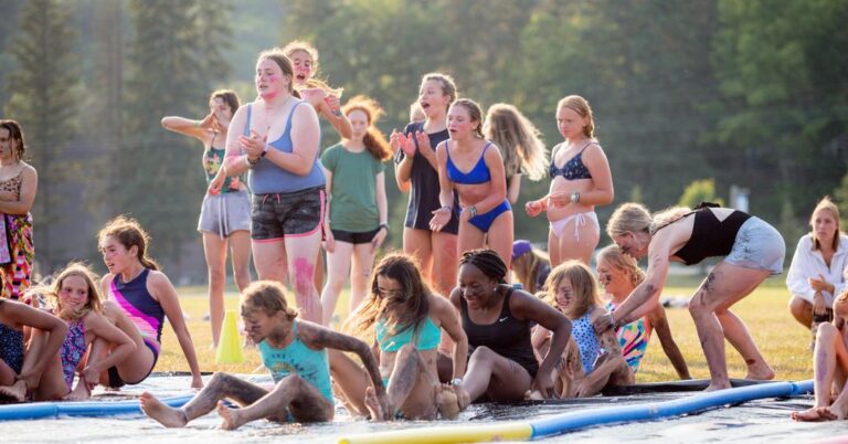 Guests enjoying Animal Races at Muskoka Woods summer camp