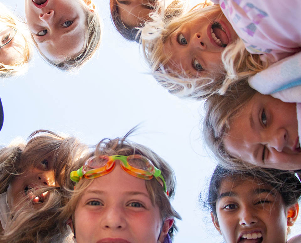 Girls looking at a camera